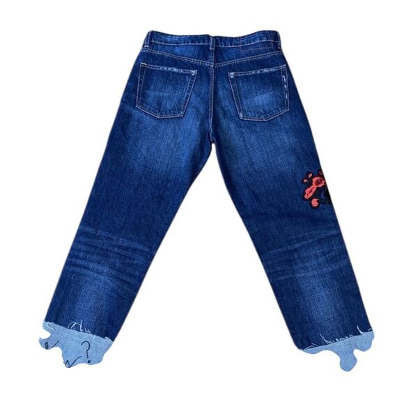 Zara Trafaluc | You Like My Shoes Cigarette Cuff Dark Jeans Embroidered Floral 2 - Picture 5 of 6